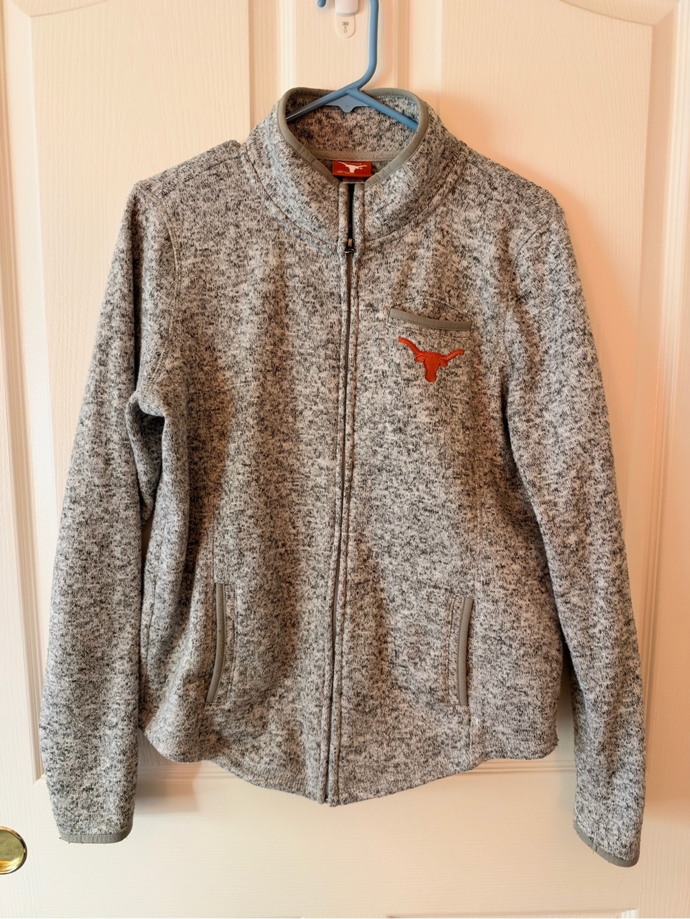 Women’s Gray Full-Zip Heathered Fleece Jacket with Texas Longhorn Logo